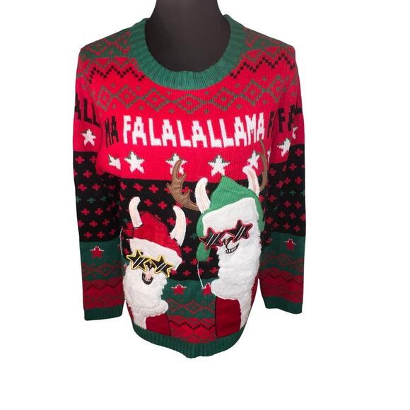 Holly Time Unisex XXL/2XG FALALALLAMA  3D Holiday Ugly Christmas Sweater - Picture 1 of 7
